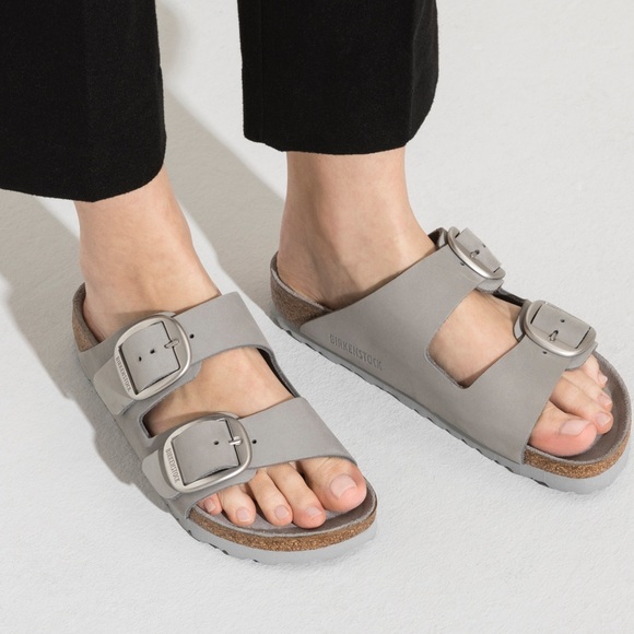 Birkenstock Shoes - BIRKENSTOCK arizona big buckle slide sandals - dove grey Size 36